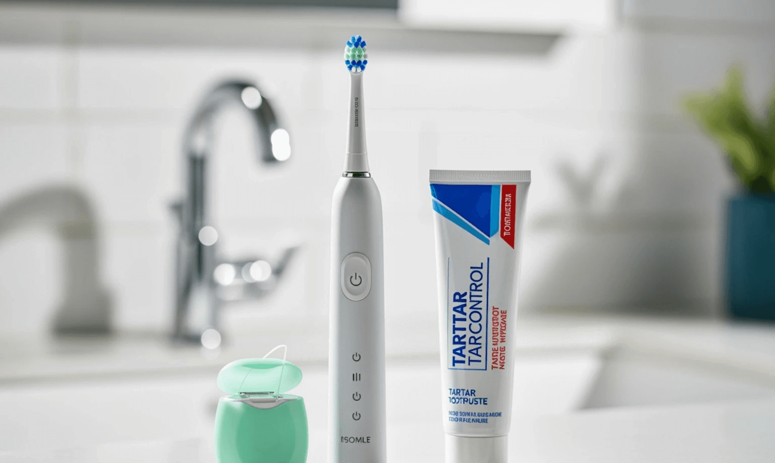 Complete oral hygiene kit including an electric toothbrush, dental floss, and tartar-control toothpaste - Dental Calculus Remover